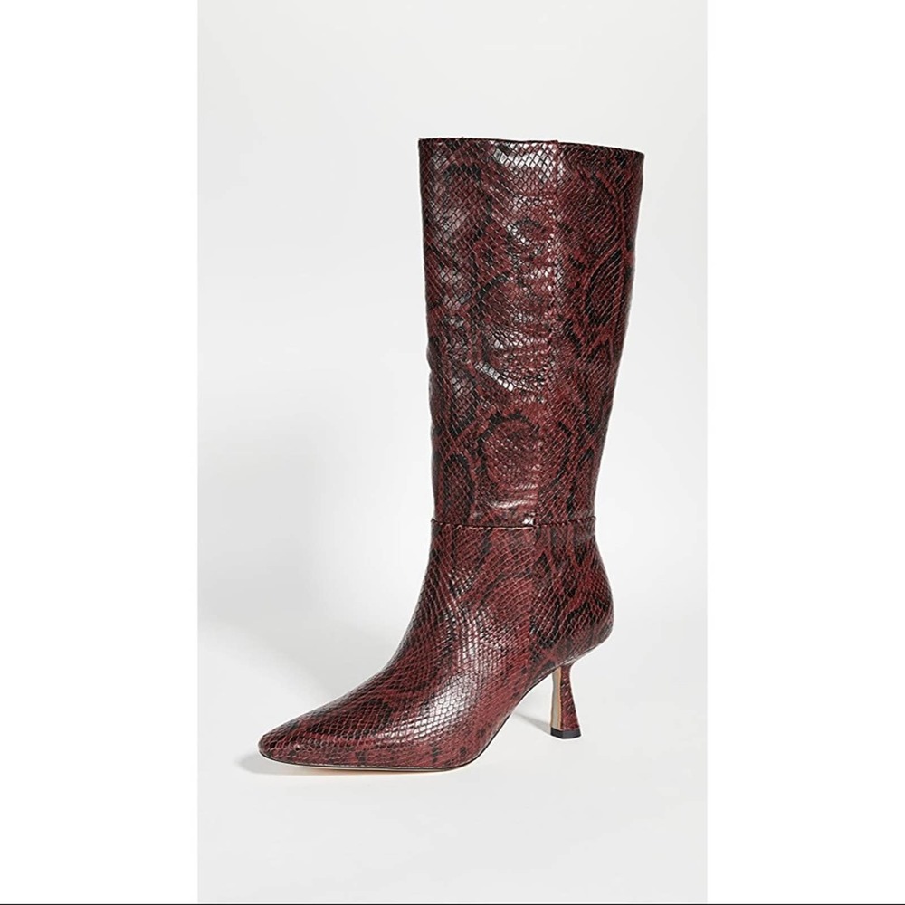 Sam Edelman Samira Pull On Leather Snake Print Heel Boots